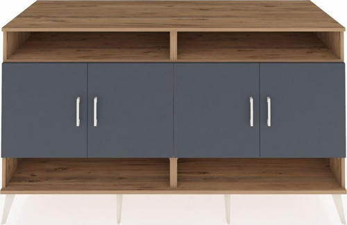 Kronos Konsol 6 Raflı 4 Kapaklı 176x59x99 Çam-Antrasit/Çam