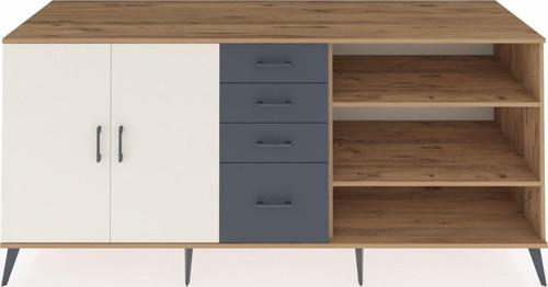 Kronos Konsol 3 Raflı 4 Çekmeceli 2 Kapaklı 220x59x99 Çam-Aytaşı/Antrasit