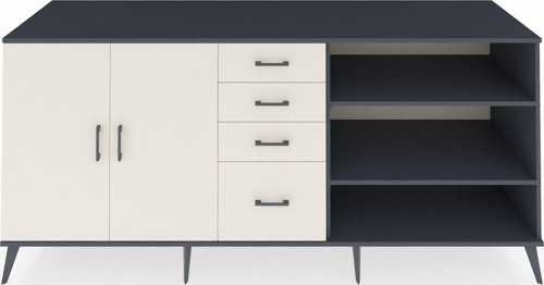 Kronos Konsol 3 Raflı 4 Çekmeceli 2 Kapaklı 220x59x99 Antrasit-Aytaşı/Aytaşı