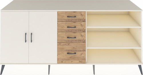 Kronos Konsol 3 Raflı 4 Çekmeceli 2 Kapaklı 220x59x99 Aytaşı-Aytaşı/Çam