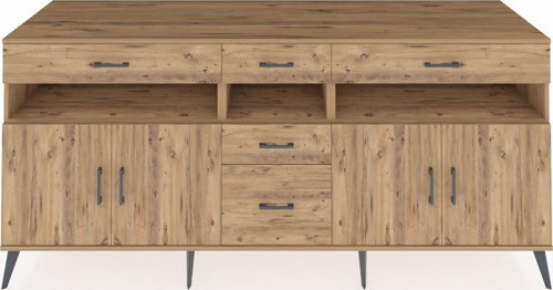 Kronos Konsol 5 Raflı 5 Çekmeceli 4 Kapaklı 220 x 59 x 99 cm Çam - Çam - Çam