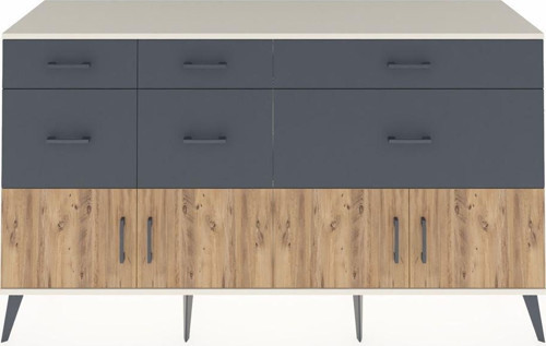 Kronos Konsol 1 Raflı 6 Çekmeceli 4 Kapaklı 176 x 59 x 99 cm Aytaşı - Çam - Antrasit