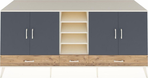 Kronos Konsol 8 Raflı 3 Çekmeceli 4 Kapaklı 220 x 59 x 99 cm Aytaşı - Antrasit - Çam