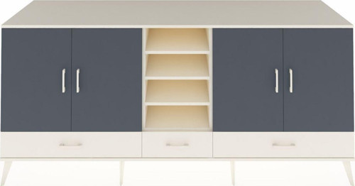 Kronos Konsol 8 Raflı 3 Çekmeceli 4 Kapaklı 220 x 59 x 99 cm Aytaşı - Antrasit - Aytaşı