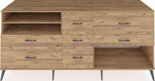 Kronos Konsol 2 Raflı 7 Çekmeceli 220x59x99 Çam-Çam/Çam