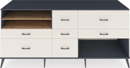 Kronos Konsol 2 Raflı 7 Çekmeceli 220x59x99 Antrasit-Çam/Aytaşı
