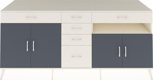Kronos Konsol 3 Raflı 6 Çekmeceli 4 Kapaklı 220x59x99 Aytaşı-Antrasit/Aytaşı