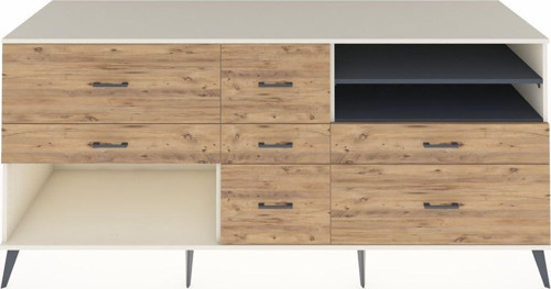 Kronos Konsol 2 Raflı 7 Çekmeceli 220x59x99 Aytaşı-Antrasit/Çam