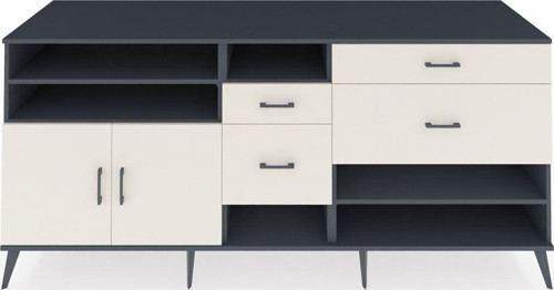 Kronos Konsol 5 Raflı 4 Çekmeceli 2 Kapaklı 220x59x99 Antrasit-Aytaşı/Aytaşı