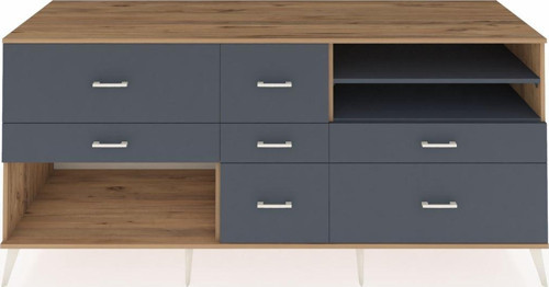 Kronos Konsol 2 Raflı 7 Çekmeceli 220x59x99 Çam-Antrasit/Antrasit
