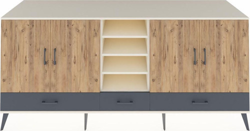 Kronos Konsol 8 Raflı 3 Çekmeceli 4 Kapaklı 220 x 59 x 99 cm Aytaşı - Çam - Antrasit