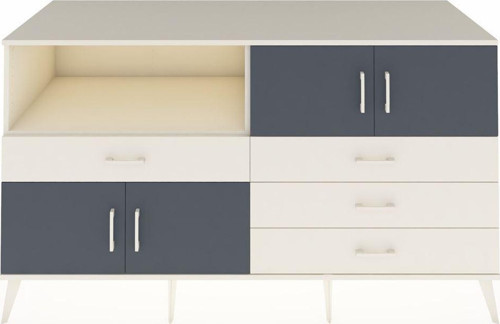 Kronos Konsol 2 Raflı 4 Çekmeceli 4 Kapaklı 176x59x99 Aytaşı-Antrasit/Aytaşı