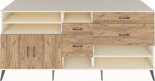 Kronos Konsol 5 Raflı 4 Çekmeceli 2 Kapaklı 220x59x99 Aytaşı-Çam/Çam