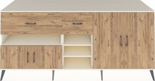 Kronos Konsol 5 Raflı 2 Çekmeceli 4 Kapaklı 220 x 59 x 99 cm Aytaşı - Çam - Çam