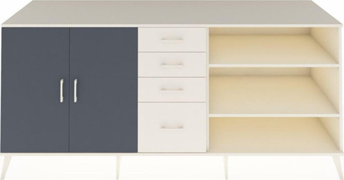 Kronos Konsol 3 Raflı 4 Çekmeceli 2 Kapaklı 220 x 59 x 99 cm Aytaşı - Antrasit - Aytaşı