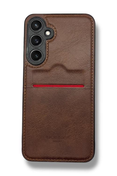 Samsung S24 Kartlıklı Deri Kılıf Kahverengi