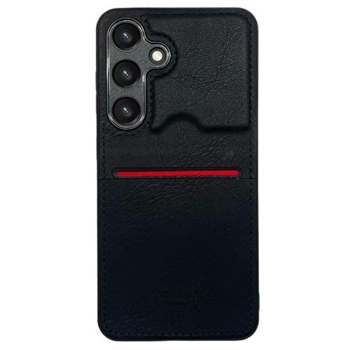 Samsung S24 Kartlıklı Deri Kılıf Siyah