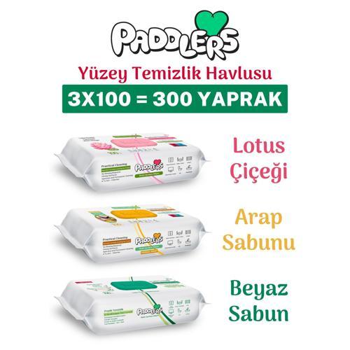 Easy Clean Lotus Çiçeği & Arap Sabunu & Beyaz Sabun Katkılı Yüzey Temizlik Havlusu 3x100 (300 Yaprak)
