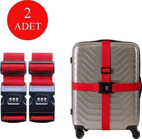 2'li Unısex Şifreli Valiz Kemer Kırmızı 2008