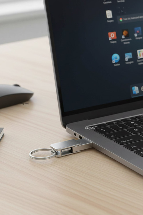 Telefona Uyumlu Takılan OTG Çift Girişli Taraflı Anahtarlık Halkalı Type-C USB Flash Bellek  2