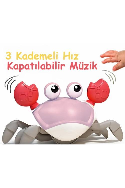 Emeklemeye Yardımcı 3 Hız Kademeli Kapatıp Açılabilen Müzikli Sensörlü Şarjlı Yengeç Oyuncak