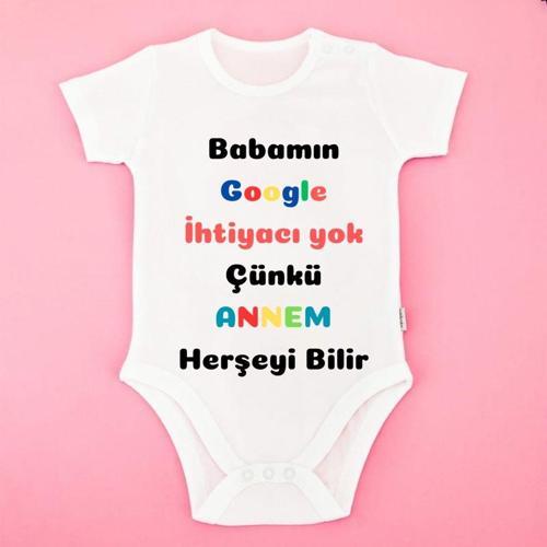 Komik Sözlü Anne Temalı Bebek Zıbını – “Babamın Google’a İhtiyacı Yok” Tasarım Body