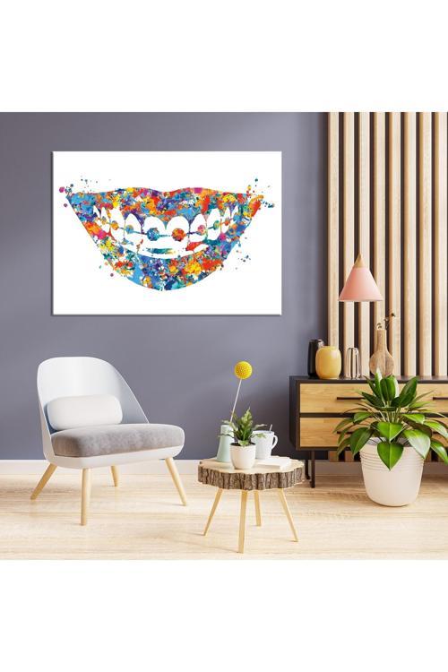 Diş Hekimlerine Doktorlara Hastanelere Özel Suluboya Efektli Dekoratif Kanvas Tablo