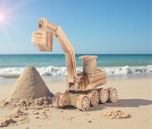 El Yapımı Doğal Ahşap Ekskavatör Oyuncak İnşaat İş Makinesi Maket Model Araç Çocuklara Özel Hediye