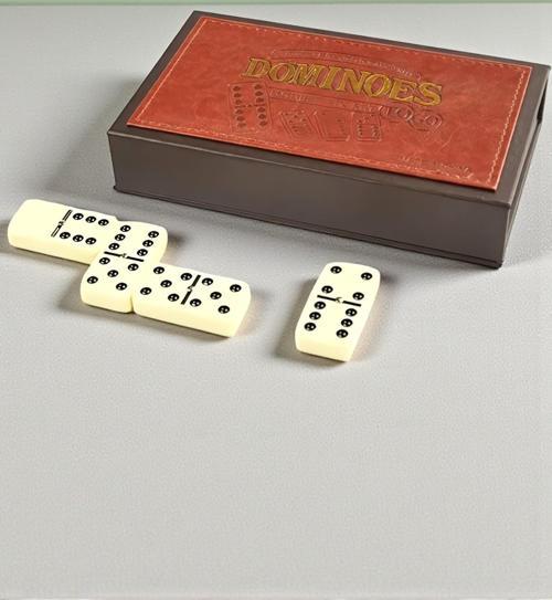 Lüks Deri Kutulu Premium Domino Seti 28 Parça Spinner’lı Çift 6 Taş – 2-4 Oyuncu Yeni Yıl Hediyesi