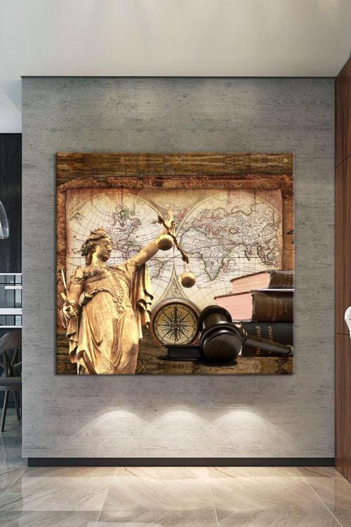 Avukatlara Özel Hukuk Adalet Temalı Makam Kanvas Tablo 140 x 130 cm