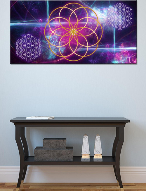 Yaşam Çiçeği Kutsal Geometri Sri Yantra Kanvas Tablo (8 Farklı Ölçü)