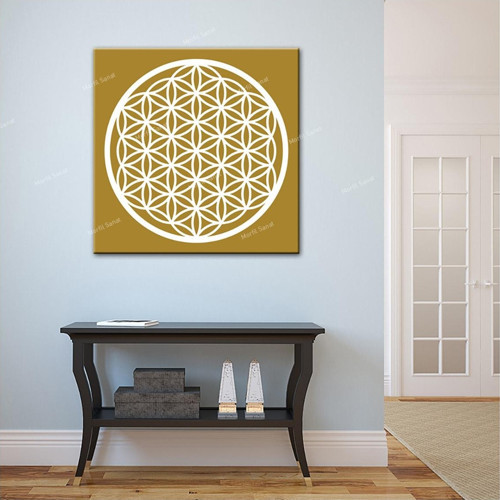 Yaşam Çiçeği Kutsal Geometri Sri Yantra Kanvas Tablo