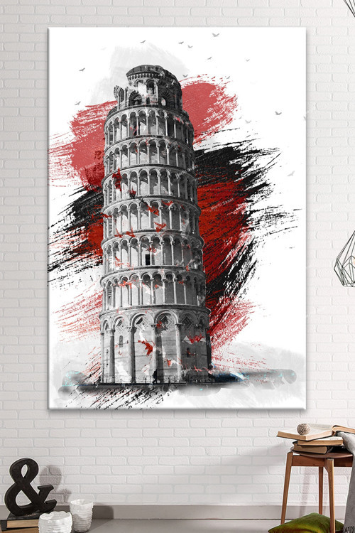 Pisa Kulesi Dekoratif Kanvas Tablo