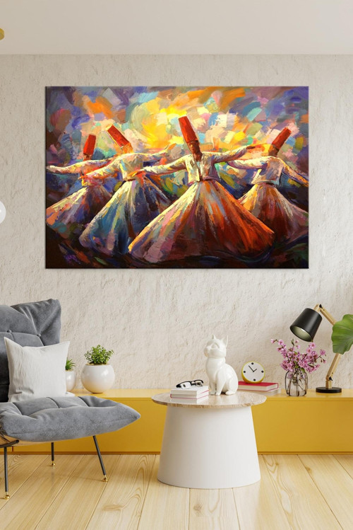 Mevlevi Dervişler Mevlana Dervişler Kanvas Tablo (7 Farklı Ölçü)