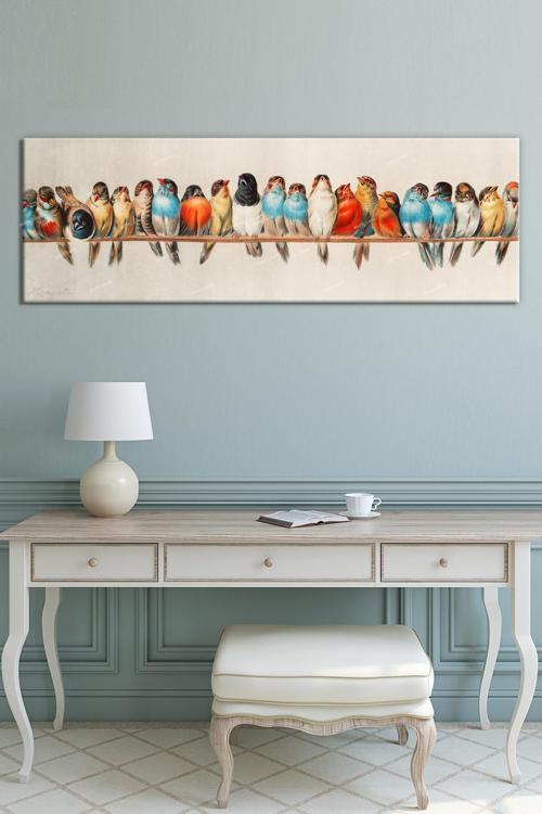 Renkli Kuşlar Muhteşem Dekoratif Kanvas Tablo