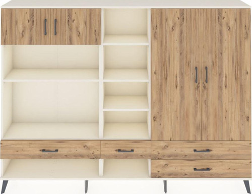 Arges Dolap 12 Raflı 4 Çekmeceli 4 Kapaklı 220x30x163 Aytaşı-Çam