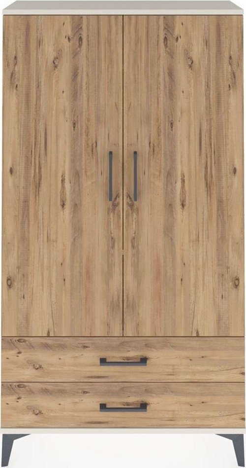 Arges Dolap 2 Raflı 2 Çekmeceli Tek Askılı 88x30x163 Aytaşı-Çam