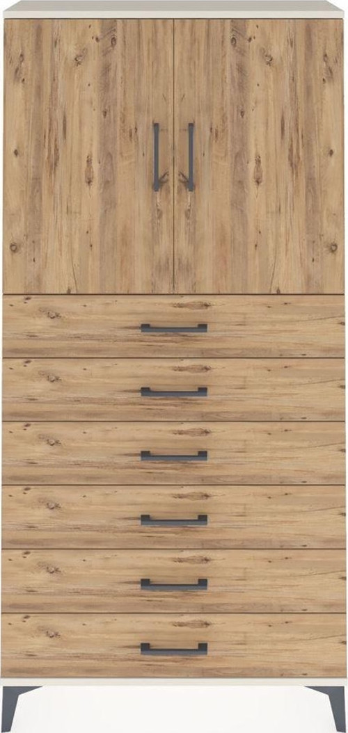 Arges Dolap 2 Raflı 6 Çekmeceli 2 Kapaklı 88 x 30 x 182 cm Aytaşı - Çam