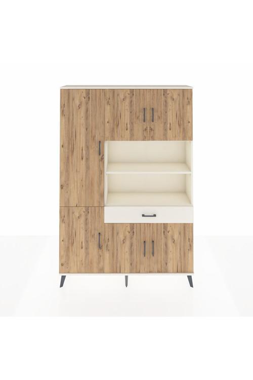 Arges Dolap 10 Raflı Tek Çekmeceli 6 Kapaklı 132x30x195 Aytaşı-Çam/Aytaşı