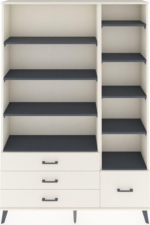 Arges Dolap 9 Raflı 4 Çekmeceli 132x30x195 Aytaşı-Antrasit/Aytaşı