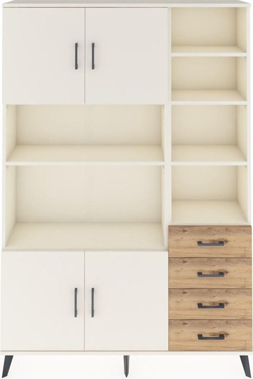 Arges Dolap 9 Raflı 4 Çekmeceli 4 Kapaklı 132 x 30 x 195 cm Aytaşı - Aytaşı - Çam