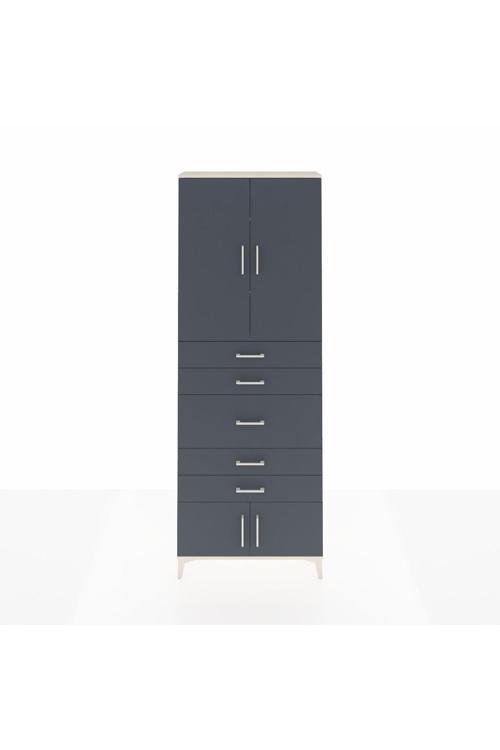 Arges Dolap 3 Raflı 5 Çekmeceli 4 Kapaklı 88x30x243 Aytaşı-Antrasit