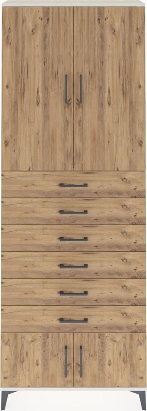 Arges Dolap 3 Raflı 6 Çekmeceli 4 Kapaklı 88 x 30 x 243 cm Aytaşı - Çam