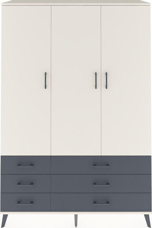 Hyperion Dolap 5 Raflı 6 Çekmeceli Tek Askılı 132x44x195 Aytaşı-Aytaşı/Antrasit