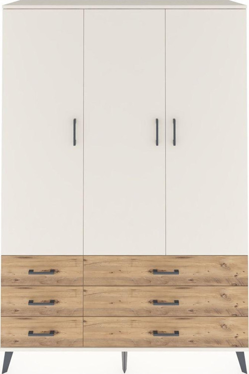 Hyperion Dolap 5 Raflı 6 Çekmeceli Tek Askılı 132x44x195 Aytaşı-Aytaşı/Çam