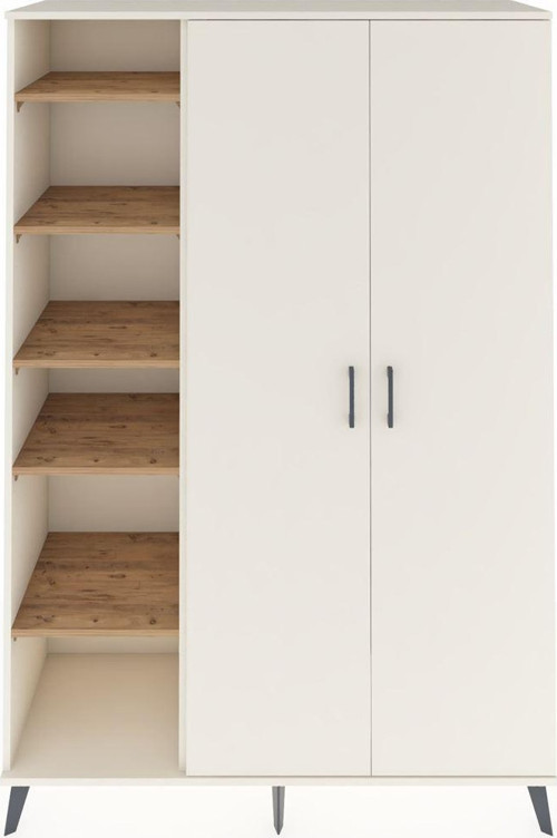 Hyperion Dolap 7 Raflı 2 Kapaklı Tek Askılı 132x44x195 Aytaşı-Aytaşı/Çam