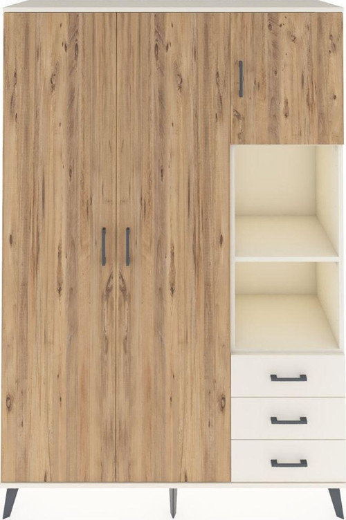 Hyperion Dolap 5 Raflı 3 Çekmeceli 1 Askılı 132 x 44 x 195 cm Aytaşı - Çam - Aytaşı