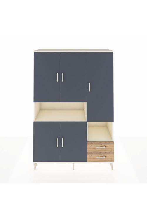 Hyperion Dolap 10 Raflı 2 Çekmeceli 5 Kapaklı 132 x 44 x 195 cm Aytaşı - Antrasit - Çam