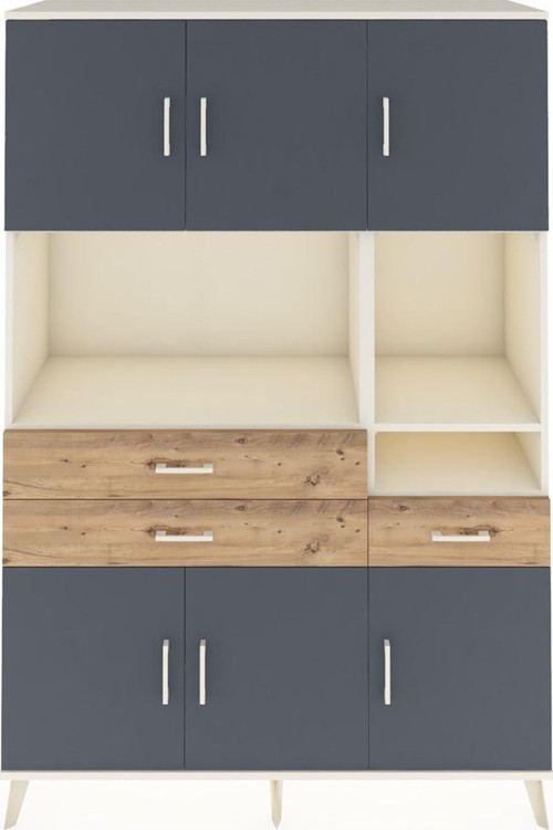 Hyperion Dolap 9 Raflı 3 Çekmeceli 6 Kapaklı 132 x 44 x 195 cm Aytaşı - Antrasit - Çam