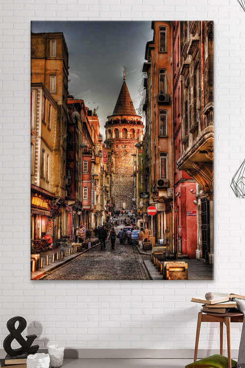 Galata Kulesi Şehir Manzara Kanvas Tablo